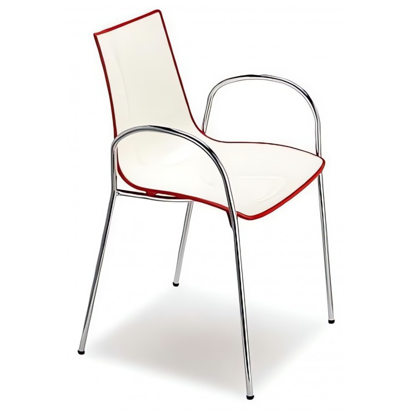 Krzesło Zebra Bicolore z podłokietnikami Scab Design biało - czerwone