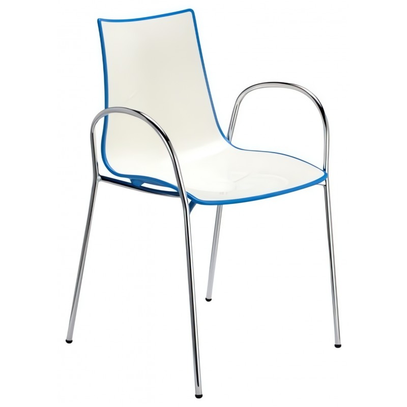 Krzesło Zebra Bicolore z podłokietnikami Scab Design biało - niebieskie